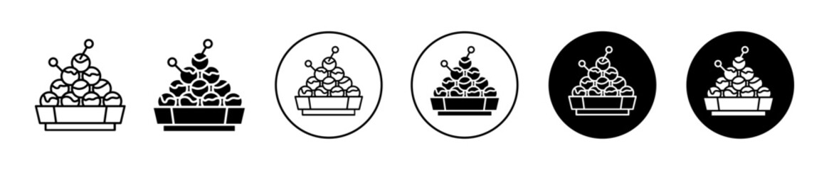 Takoyaki vector icon set collection. Takoyaki Outline flat Icon.