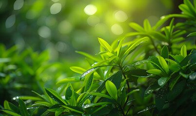 Fototapeta na wymiar Fresh growth on the natural beauty of green plants, Generative AI