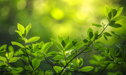 Fresh growth on the natural beauty of green plants, Generative AI