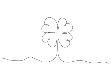 Clover celtic lucky symbol continuous line art traditional decorative leaf isolated on white. Patrick day holiday.
