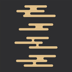 Asian gold cloud set, traditional abstract collection isolated on dark background. Chinese decoration for celebration.