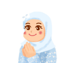watercolor muslim kids greeting for ramadhan