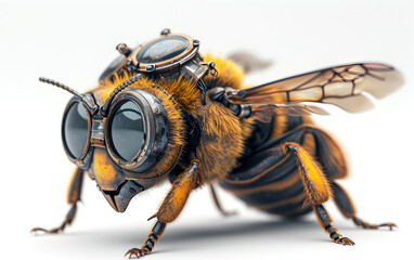 Steampunk bee illustration. Funny insect mutant.	