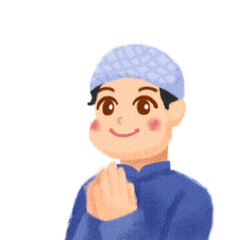 watercolor muslim kids greeting for ramadhan