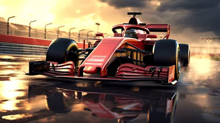 Foto op Canvas red racing car on track for formula one racing © alexkoral