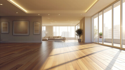 Empty living room with hardwood