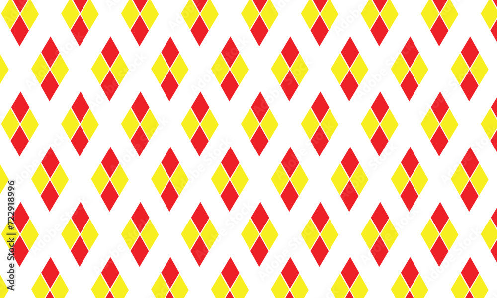 Poster abstract repeatable seamless red yellow rhombus pattern.