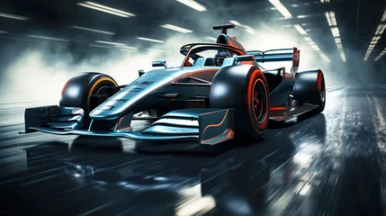 Foto op Aluminium blue racing car is moving fast on Formula One track © alexkoral