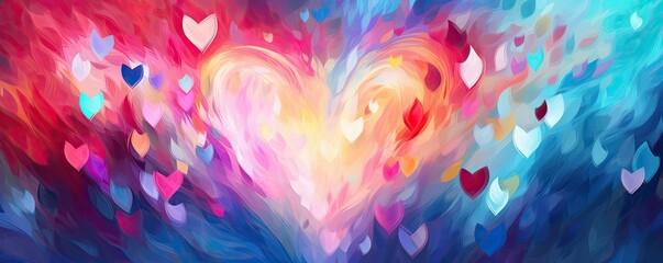 colorful valentines day heart background banner illustration