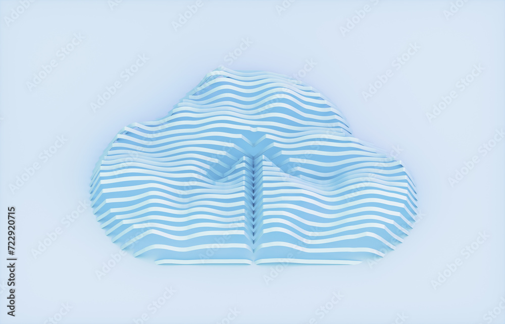 Poster 3d rendering of abstract cloud computing technology icon on blue background. Cloud computing concept