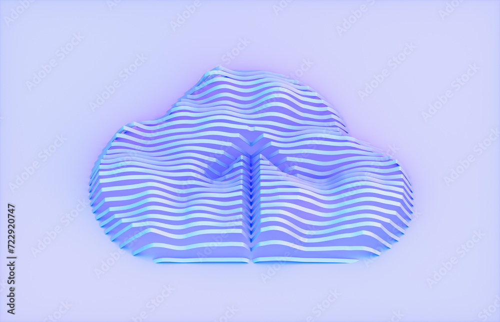 Poster 3d rendering of abstract cloud computing technology icon on blue background. Cloud computing concept
