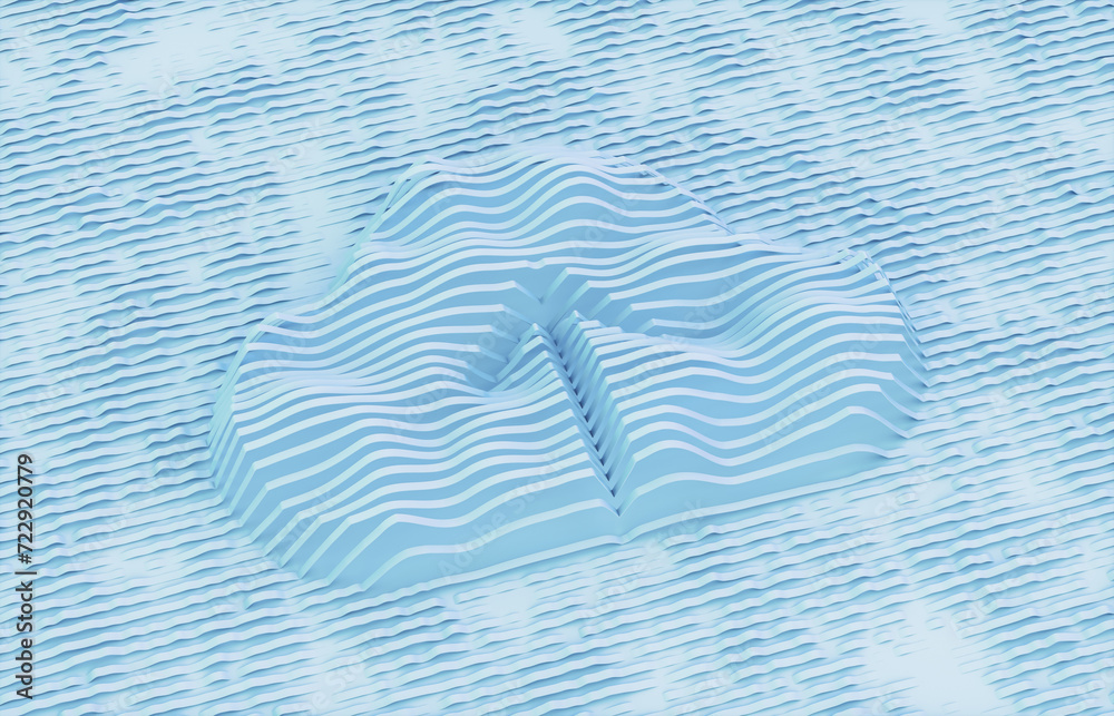 Poster 3d rendering of abstract cloud computing technology icon on blue background. Cloud computing concept
