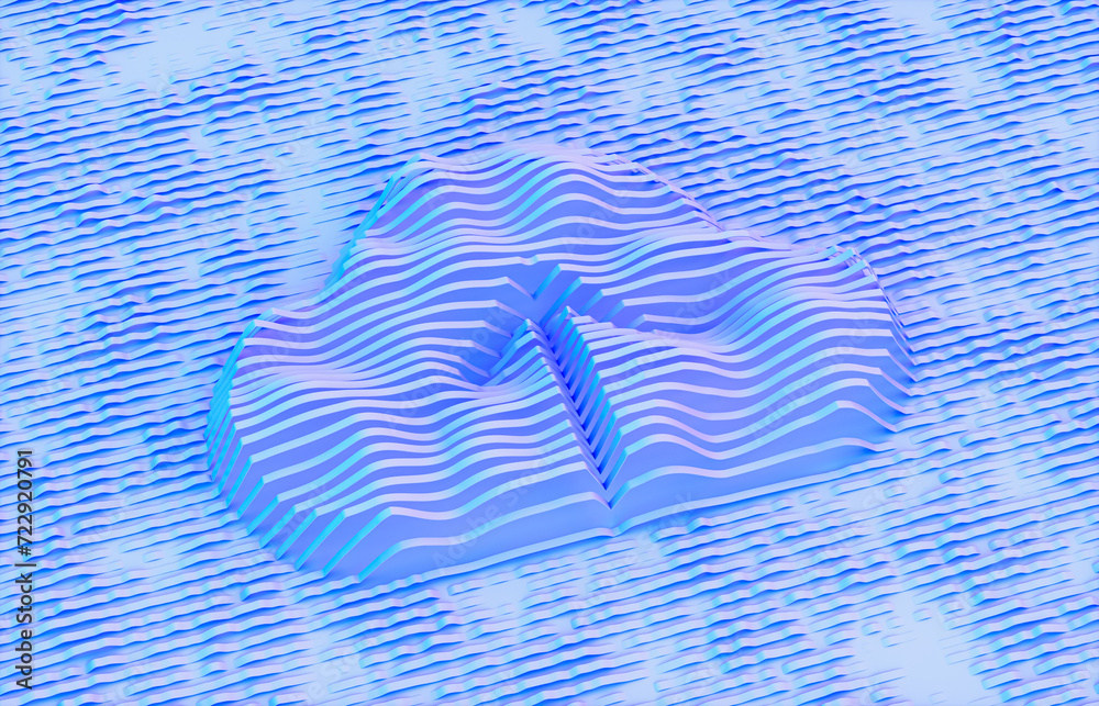Poster 3d rendering of abstract cloud computing technology icon on blue background. Cloud computing concept