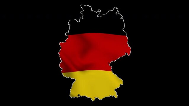 Germany country map with national flag animation. 4K Video