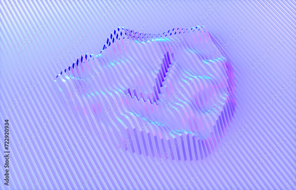 Poster 3d rendering of abstract safety shield with check mark icon on purple background. security technology concept.