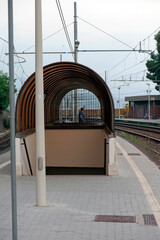 Pedestrian subway in the railway station. - obrazy, fototapety, plakaty