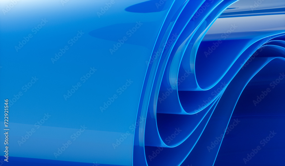 Poster 3d rendering of blue abstract layered crystal glass background.
