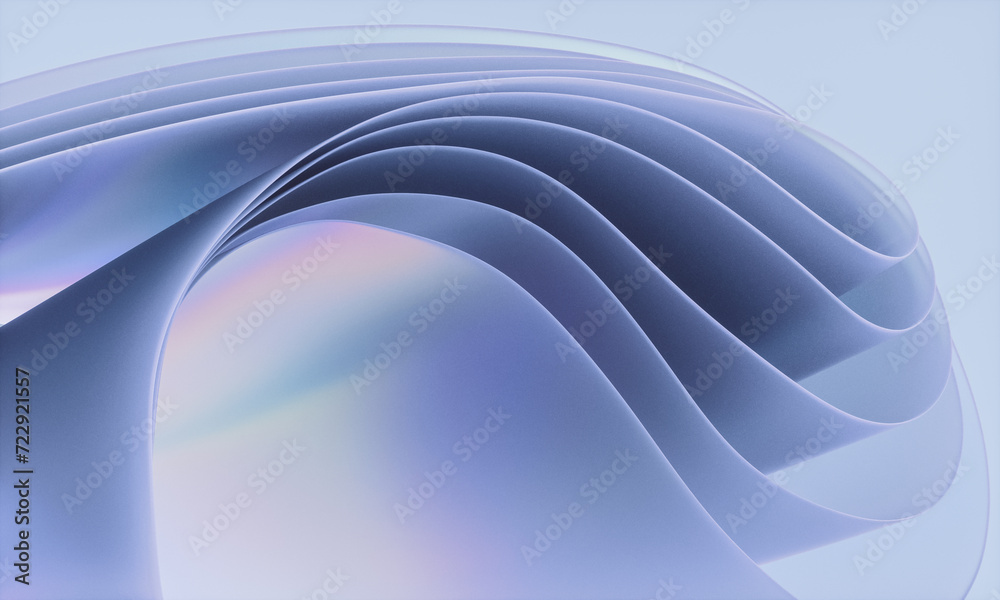 Aufkleber 3d rendering of holographic iridescent abstract layered crystal glass background.