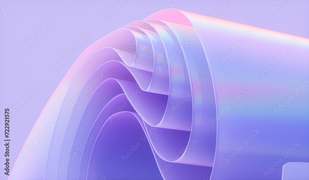Poster 3d rendering of holographic iridescent abstract layered crystal glass background.