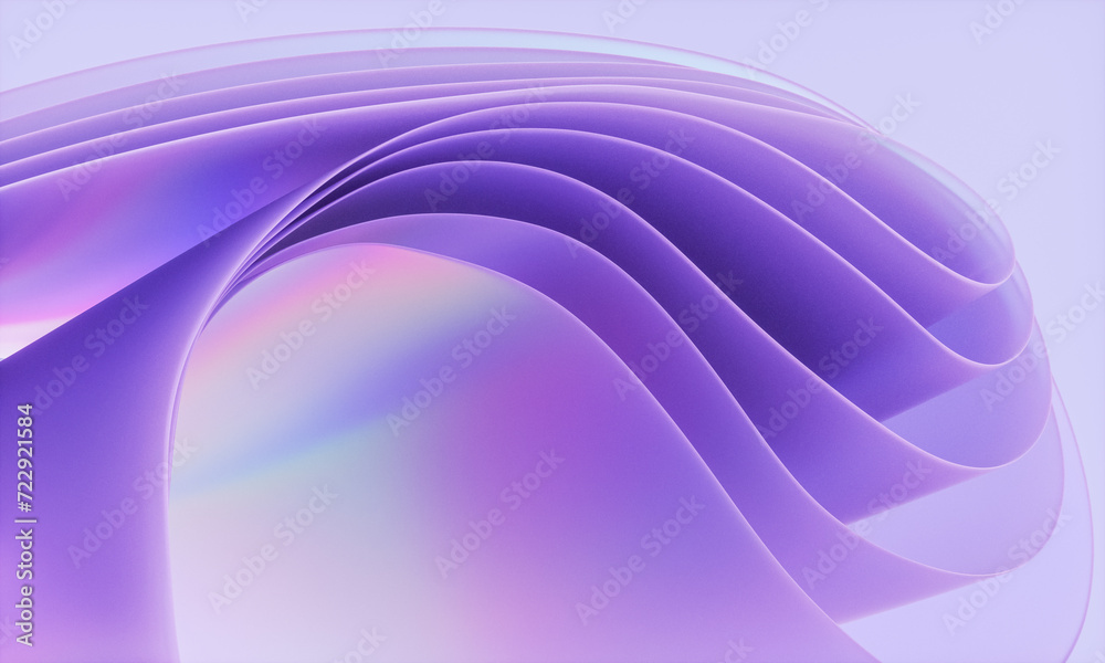 Poster 3d rendering of holographic iridescent abstract layered crystal glass background.