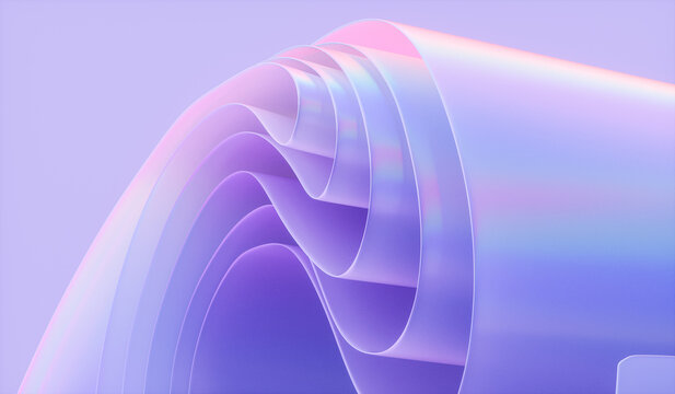 3d rendering of holographic iridescent abstract layered crystal glass background.