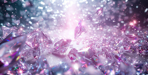 Light pink background booth scattered diamonds or gem