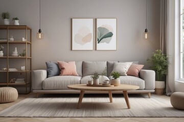 Fototapeta na wymiar living room interior with comfortable sofa and elegant table