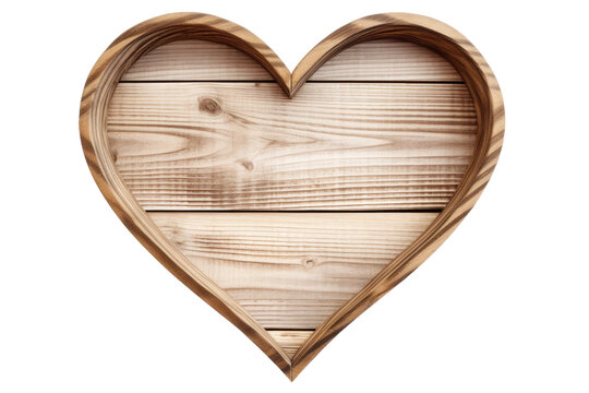 Heart Shaped Rustic Wooden Frame Isolated On Transparent Background