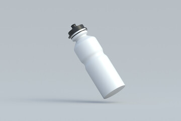 Falling sport water bottle. Equipment for gym or travel. Bike accessories. Drink for fitness. Thirst quencher beverage. 3d render