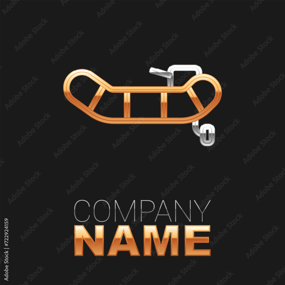 Canvas Prints Line Inflatable boat with outboard motor icon isolated on black background. Colorful outline concept. Vector