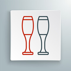 Line Bowling pin icon isolated on white background. Juggling clubs, circus skittles. Colorful outline concept. Vector