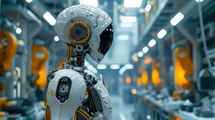 Fototapeta premium Precision Robotics in Futuristic Assembly Line