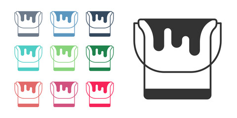 Black Paint bucket icon isolated on white background. Set icons colorful. Vector