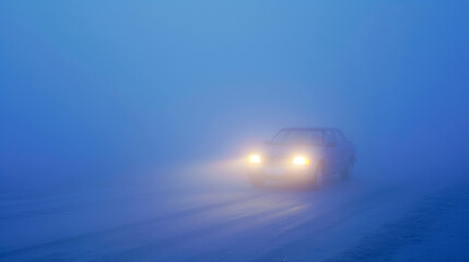 Mystical Automotive Journey in Thick Fog