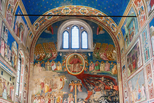 PADUA, ITALY -24 august 2017: View of the landmark Scrovegni Chapel (Cappella degli Scrovegni, Arena Chapel), part of the Museo Civico of Padua, with a fresco cycle by Giotto completed about 1305.