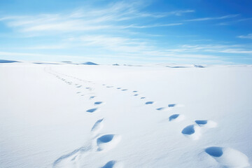 Trace blue track outdoors winter snow cold background footprint nature white