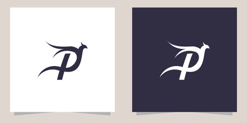 letter p with phoenix logo design