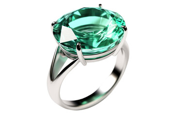 Elegant Green Fluorite Ring Isolated On Transparent Background