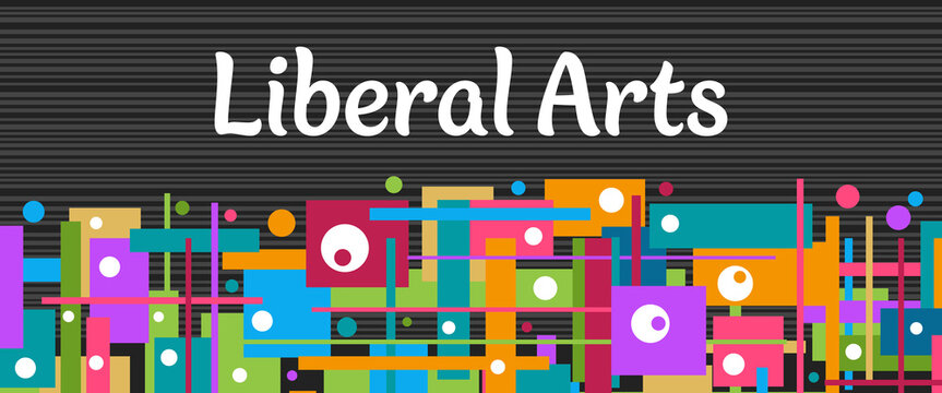 Liberal Arts Dark Colorful Random Squares Bottom Background Text 