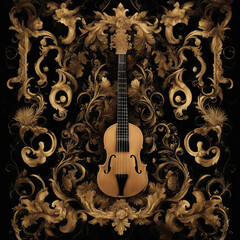 Violin among golden curls, poster.