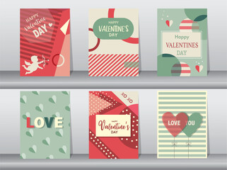 Set of Valentine's day card on retro pattern design,love,cute vector,Vector illustrations. - 722931530