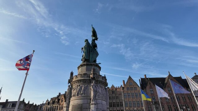Jan Breydel and Pieter de Coninck Monument in the city center of Burges