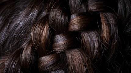 Closeup dark hair braids. - obrazy, fototapety, plakaty