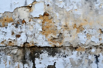 Grungy Textured Background: Aged White Painted Wall with Chipping and Decay