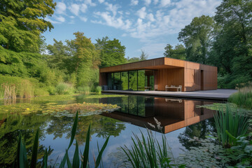 Fototapeta na wymiar a modern minimalist house in nature