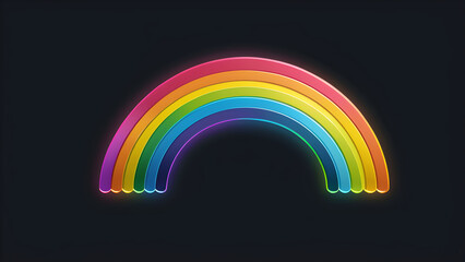 color rainbow and clouds 3d. Colorful trendy icon of rainbow. isolated on a black background. With black copy space