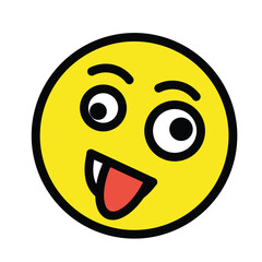 Fototapeta premium Be Careful - Slippery Ramp vector sign sticker design.Zany Face vector icon. Isolated yellow face with its head tilted, its tongue hanging out of a big grin, and wide eyes in a wild, cockeyed expressi