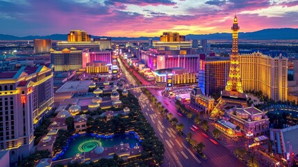 Las Vegas Strip at dusk - obrazy, fototapety, plakaty