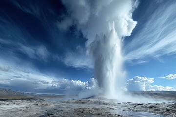 Great geysir erupting by water and steam - obrazy, fototapety, plakaty