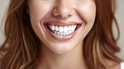 Close up of happy smiling woman with perfect white teeth